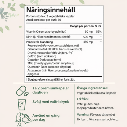 NMN 10-i-1 Anti-Aging Komplex (60 kapslar)